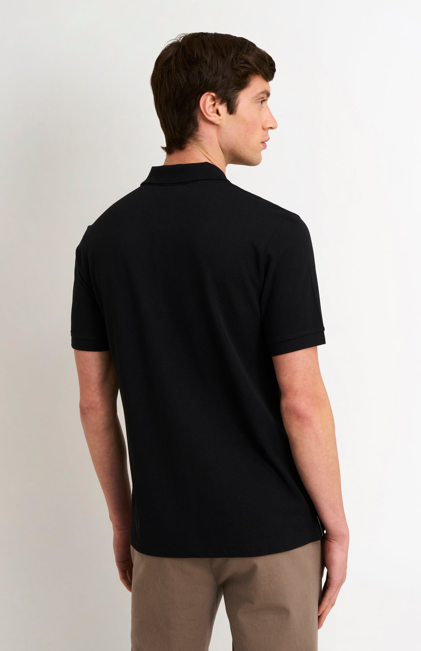 Men's Cotton Modal Pique Polo Shirt In Black