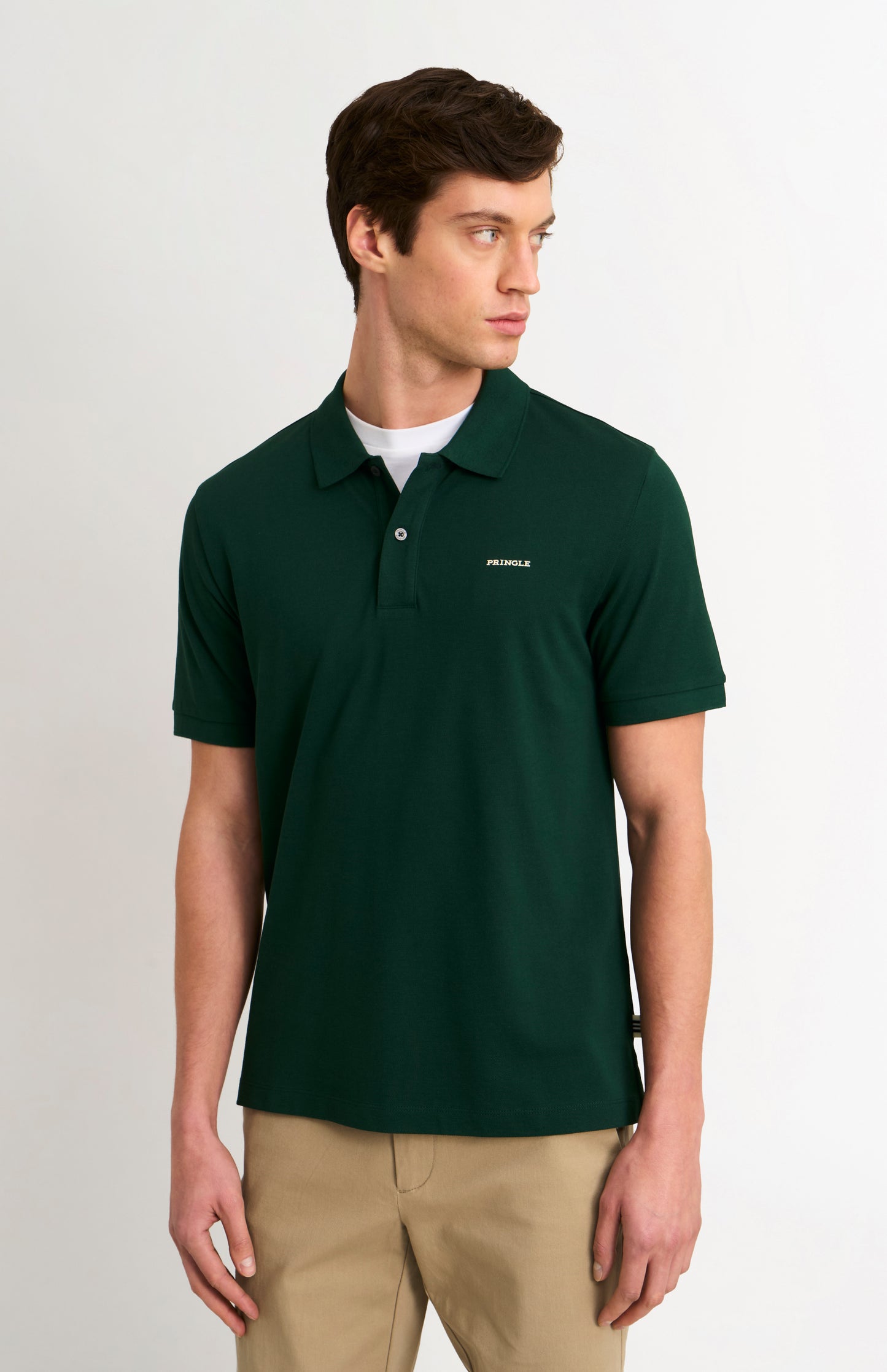 Men's Cotton Modal Pique Polo Shirt In Forest Green