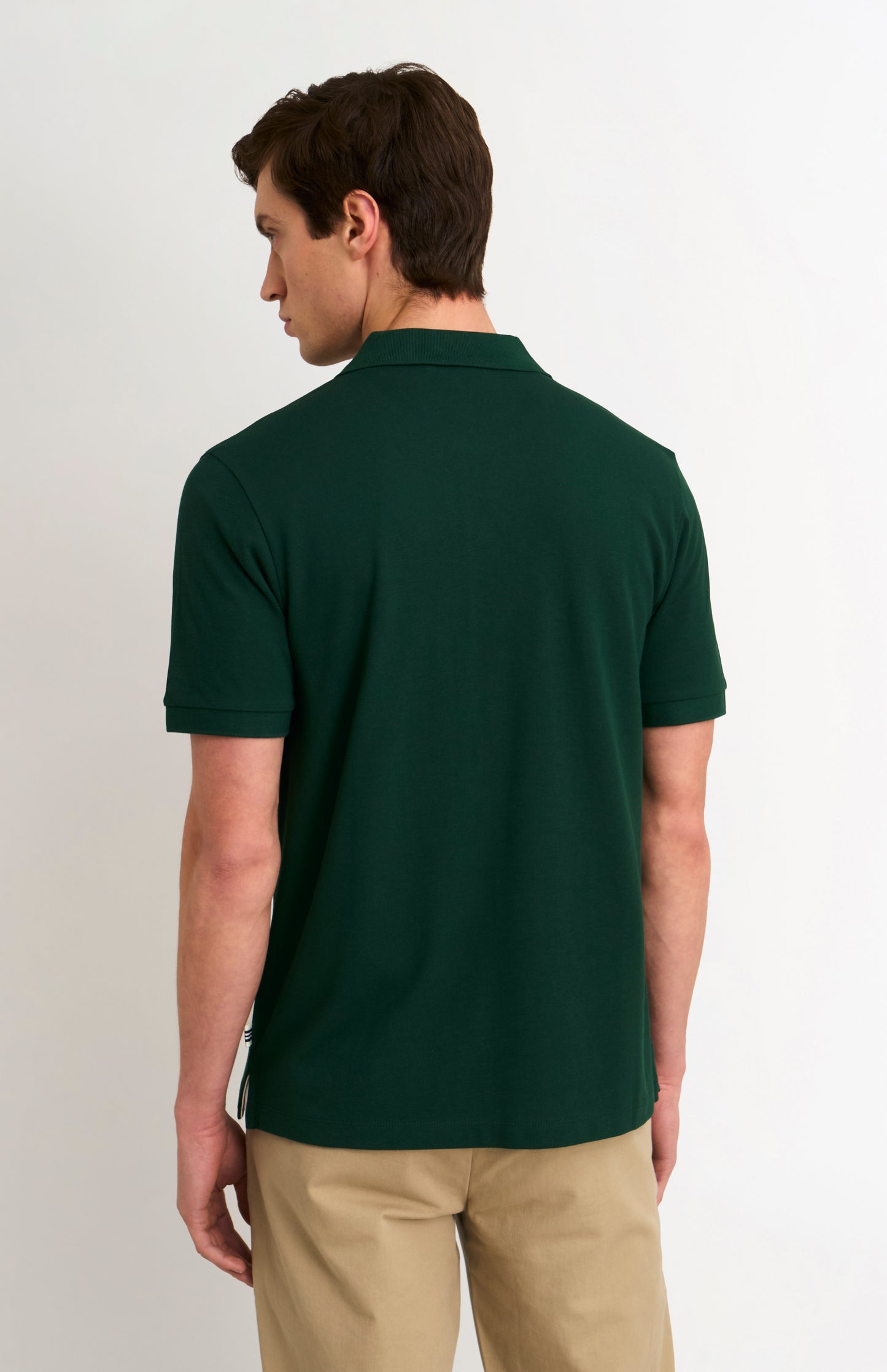 Men's Cotton Modal Pique Polo Shirt In Forest Green