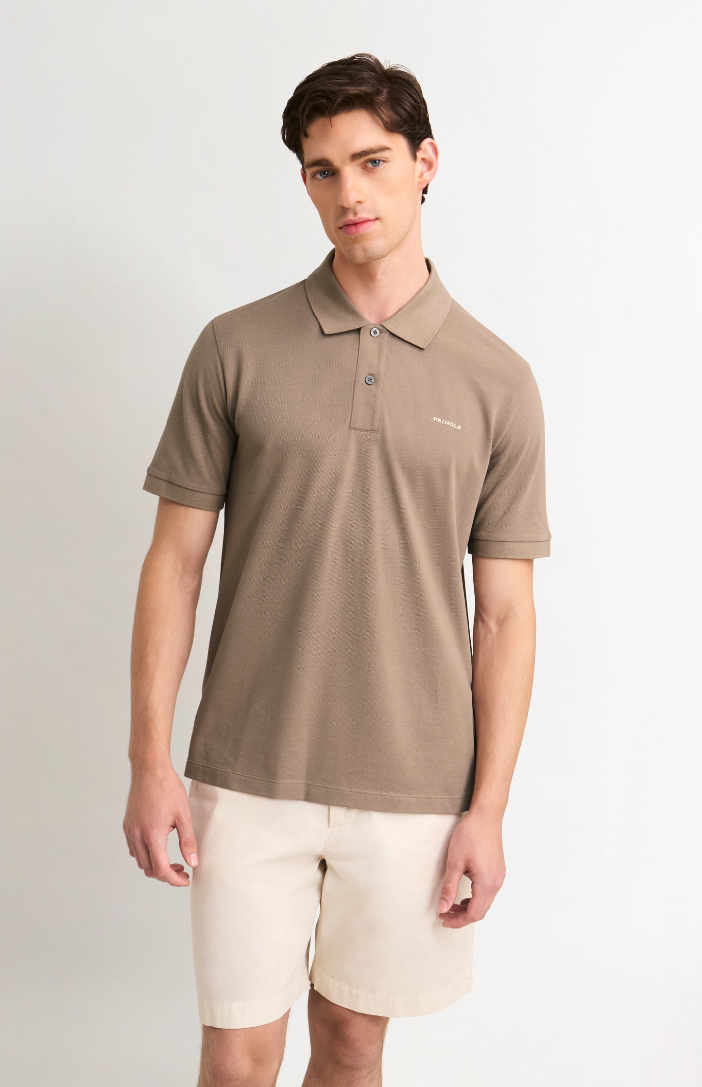 Men's Cotton Modal Pique Polo Shirt In Mushroom