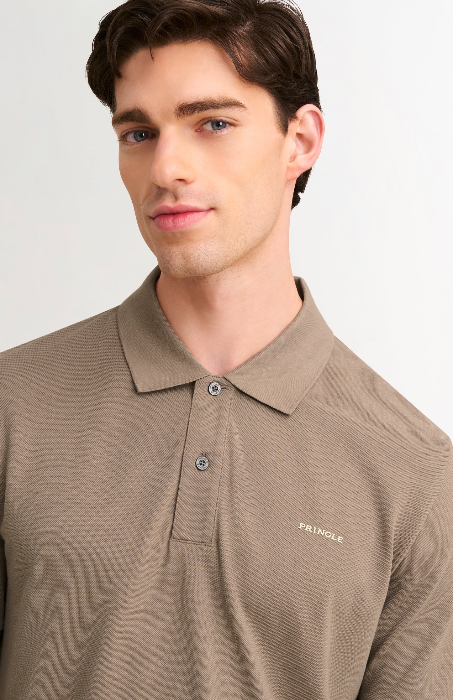 Men's Cotton Modal Pique Polo Shirt In Mushroom