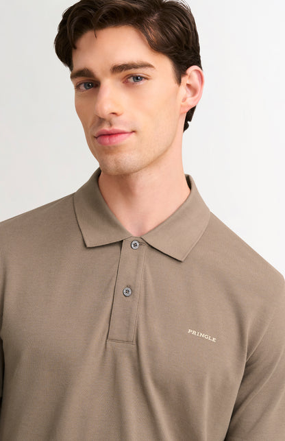 Men's Cotton Modal Pique Polo Shirt In Mushroom