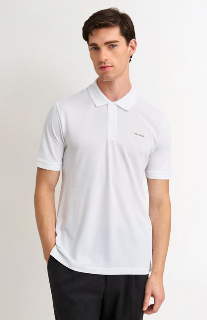 Men's Cotton Modal Pique Polo Shirt In White
