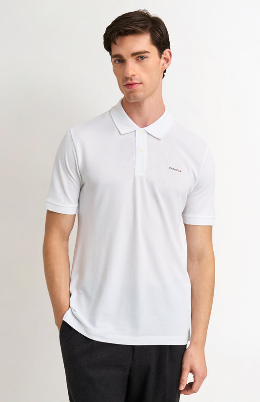 Men's Cotton Modal Pique Polo Shirt In White