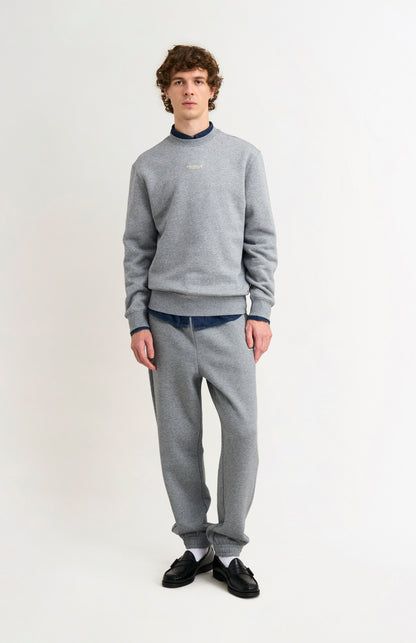 Pringle Men's Crew Neck Sweatshirt In Grey Melange on model full length