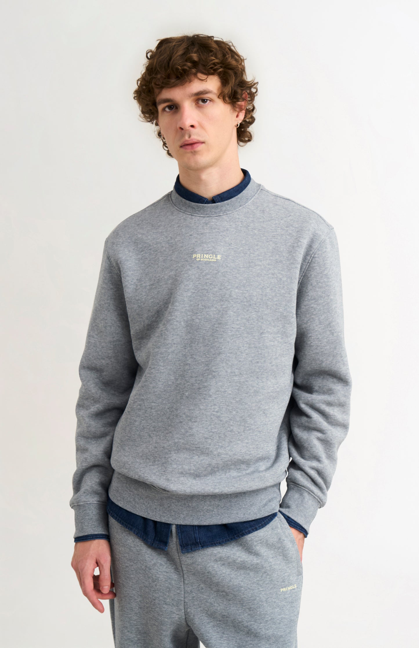 Pringle Men's Crew Neck Sweatshirt In Grey Melange