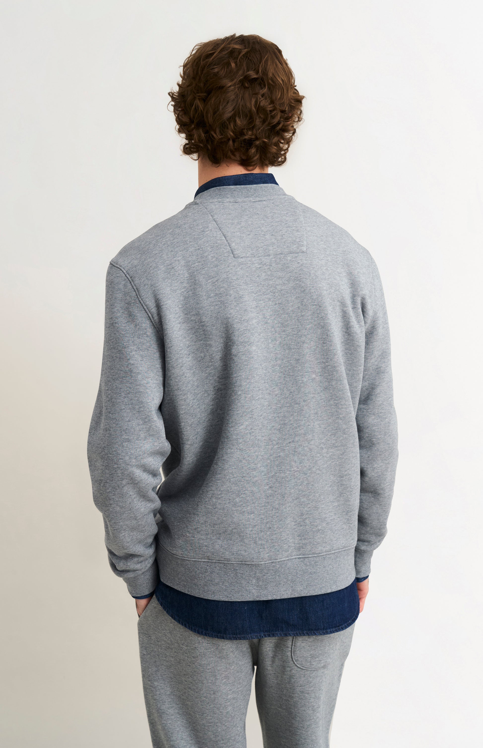 Pringle Men's Crew Neck Sweatshirt In Grey Melange rear view