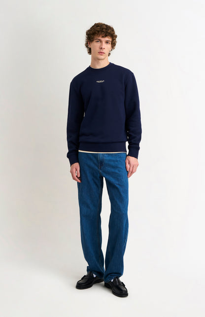 Pringle Men's Crew Neck Sweatshirt In Navy Blue on model
