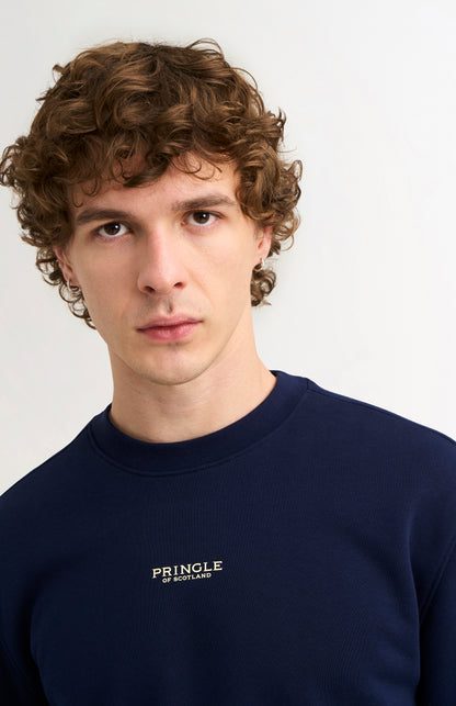 Pringle Men's Crew Neck Sweatshirt In Navy Blue