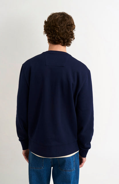 Pringle Men's Crew Neck Sweatshirt In Navy Blue rear view