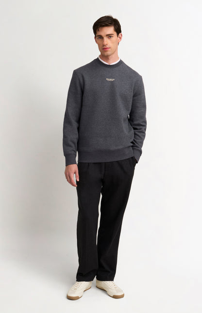 Men's Crew Neck Sweatshirt In Charcoal Melange