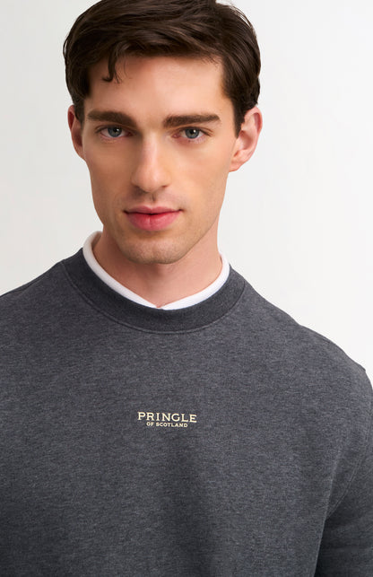Men's Crew Neck Sweatshirt In Charcoal Melange