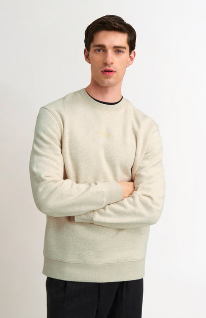 Men's Crew Neck Sweatshirt In Ecru Beige Melange