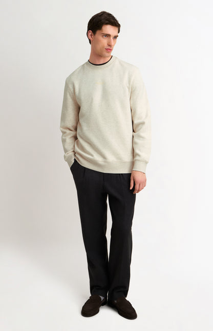 Men's Crew Neck Sweatshirt In Ecru Beige Melange