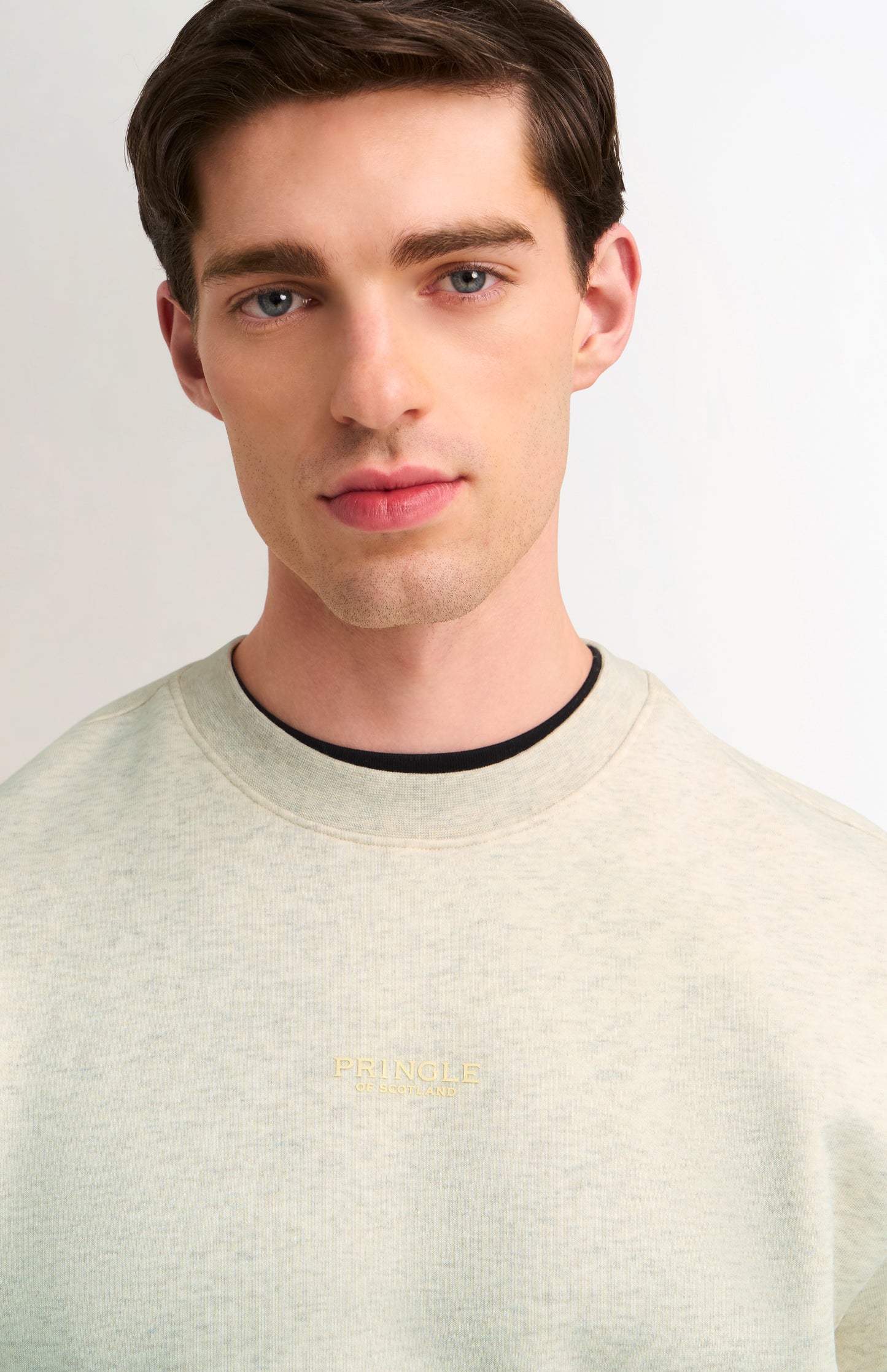Men's Crew Neck Sweatshirt In Ecru Beige Melange