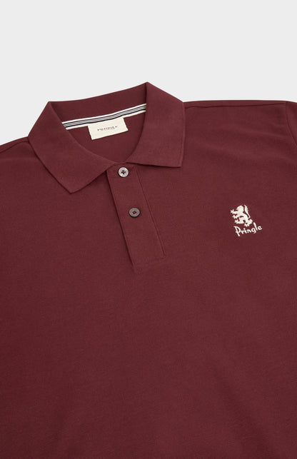 Men's Cotton Pique Polo Shirt In Burgundy