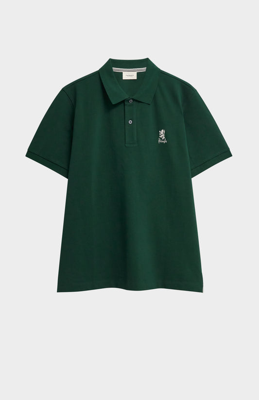 Men's Cotton Pique Polo Shirt In Forest Green