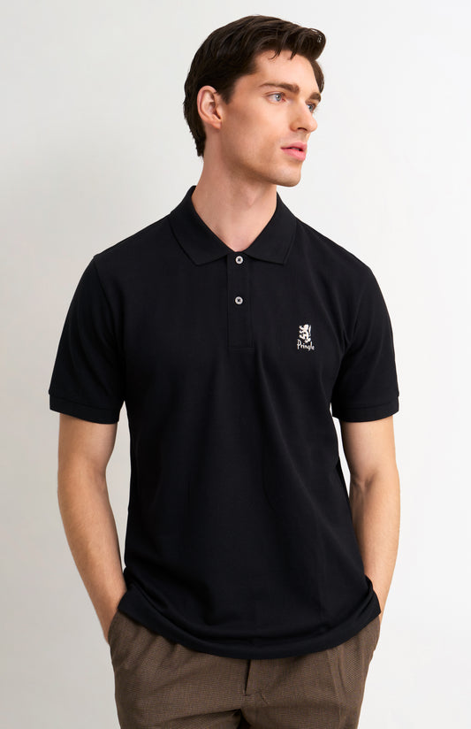 Men's Cotton Pique Polo Shirt In Black