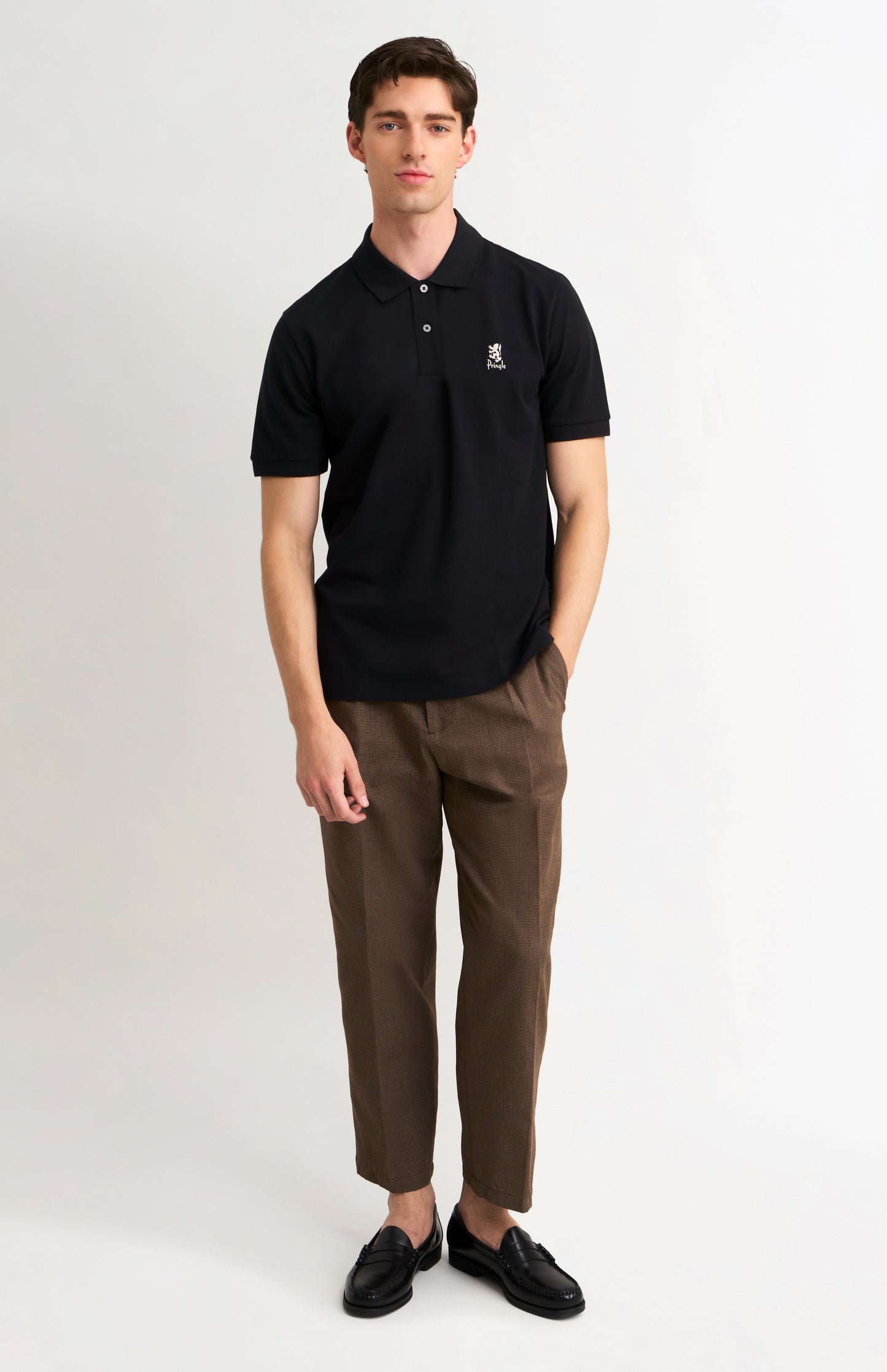 Men's Cotton Pique Polo Shirt In Black