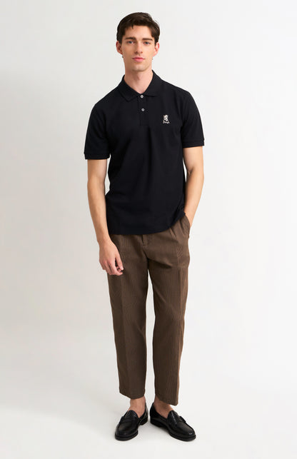 Men's Cotton Pique Polo Shirt In Black