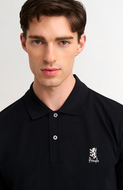 Men's Cotton Pique Polo Shirt In Black