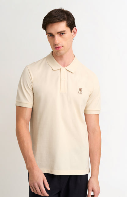 Men's Cotton Pique Polo Shirt In Ecru