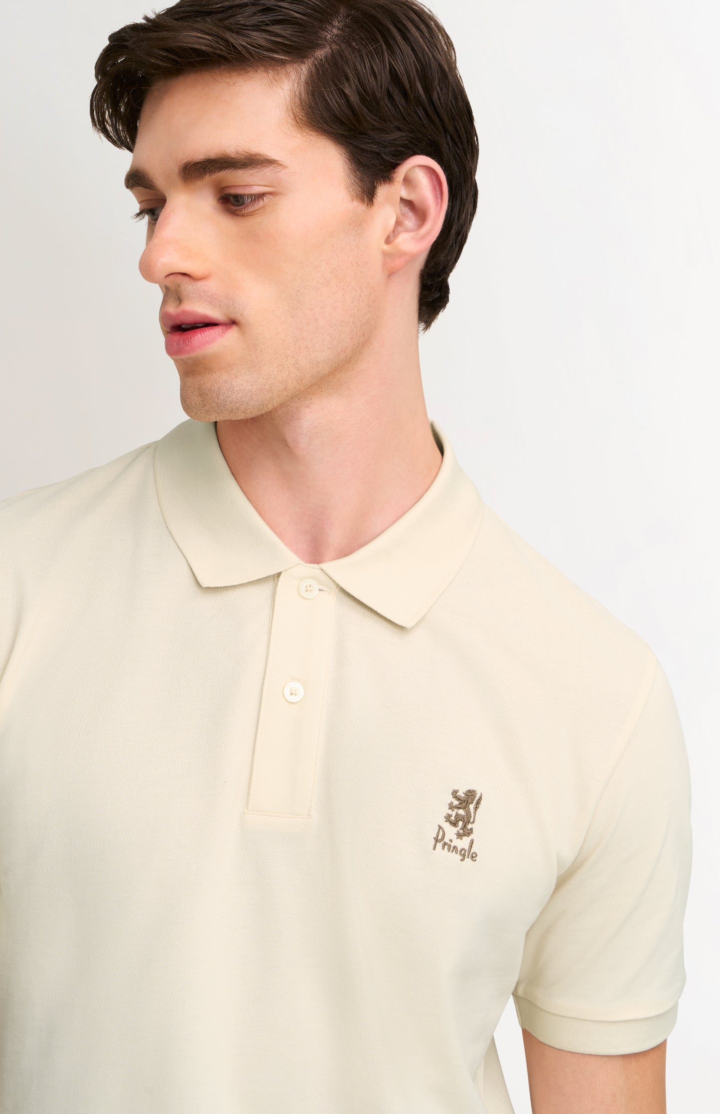 Men's Cotton Pique Polo Shirt In Ecru