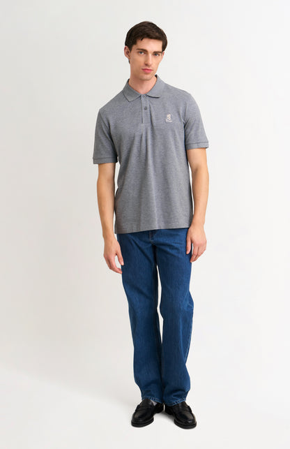 Men's Cotton Pique Polo Shirt In Grey Melange