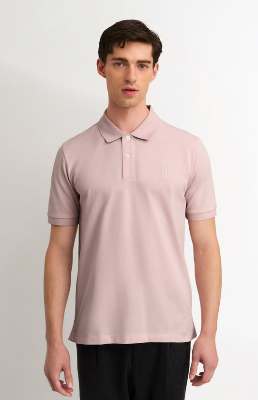Men's Cotton Pique Polo Shirt In Dusty Pink
