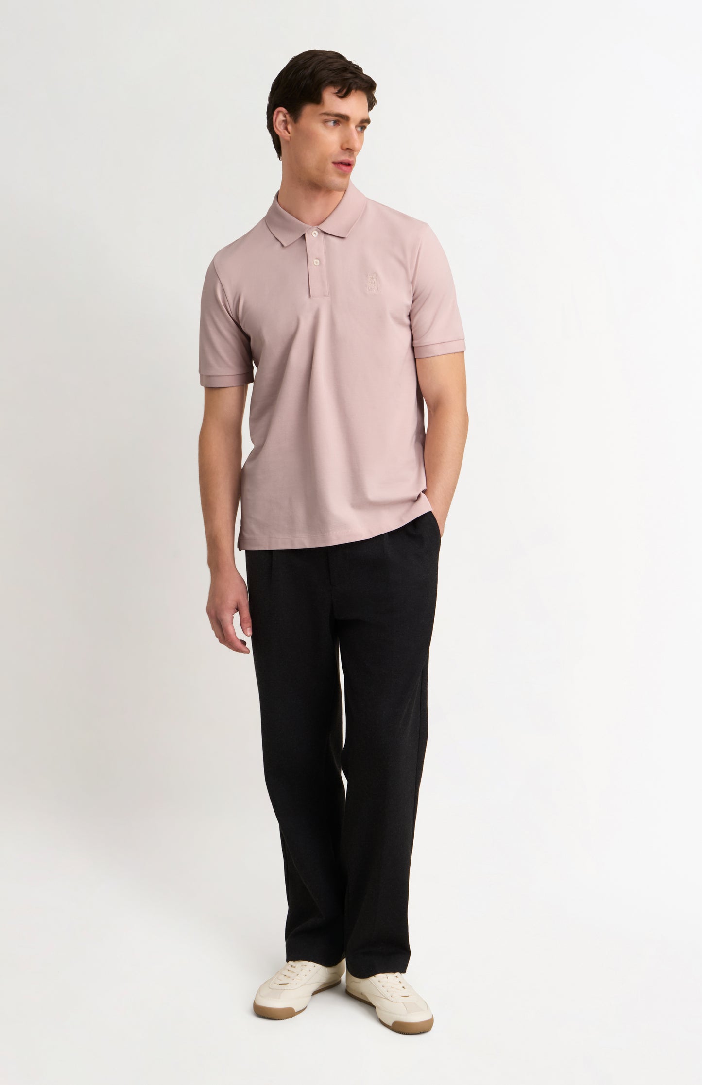Men's Cotton Pique Polo Shirt In Dusty Pink