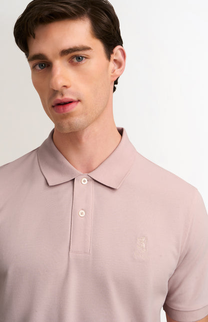 Men's Cotton Pique Polo Shirt In Dusty Pink