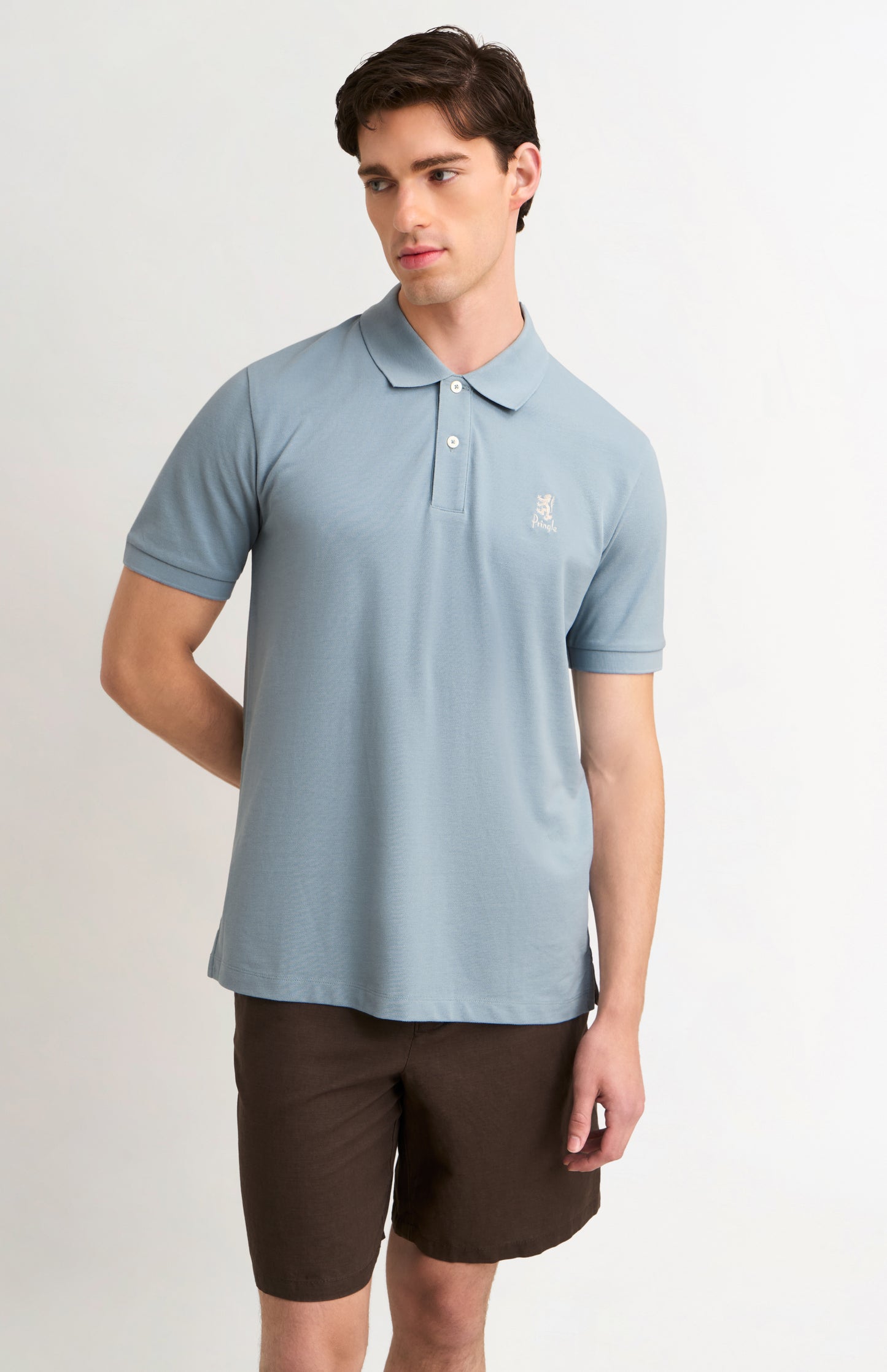 Men's Cotton Pique Polo Shirt In Sky Blue