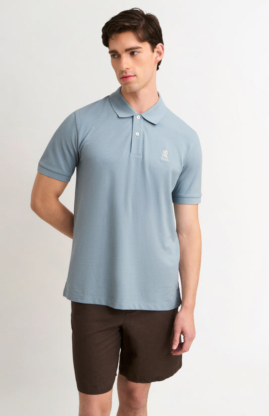 Men's Cotton Pique Polo Shirt In Sky Blue