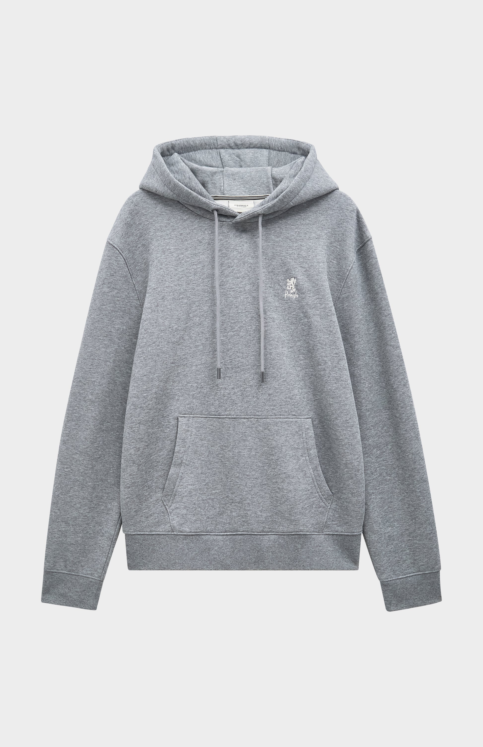 Pringle of Scotland Men's Hooded Jumper In Grey Melange flat shot