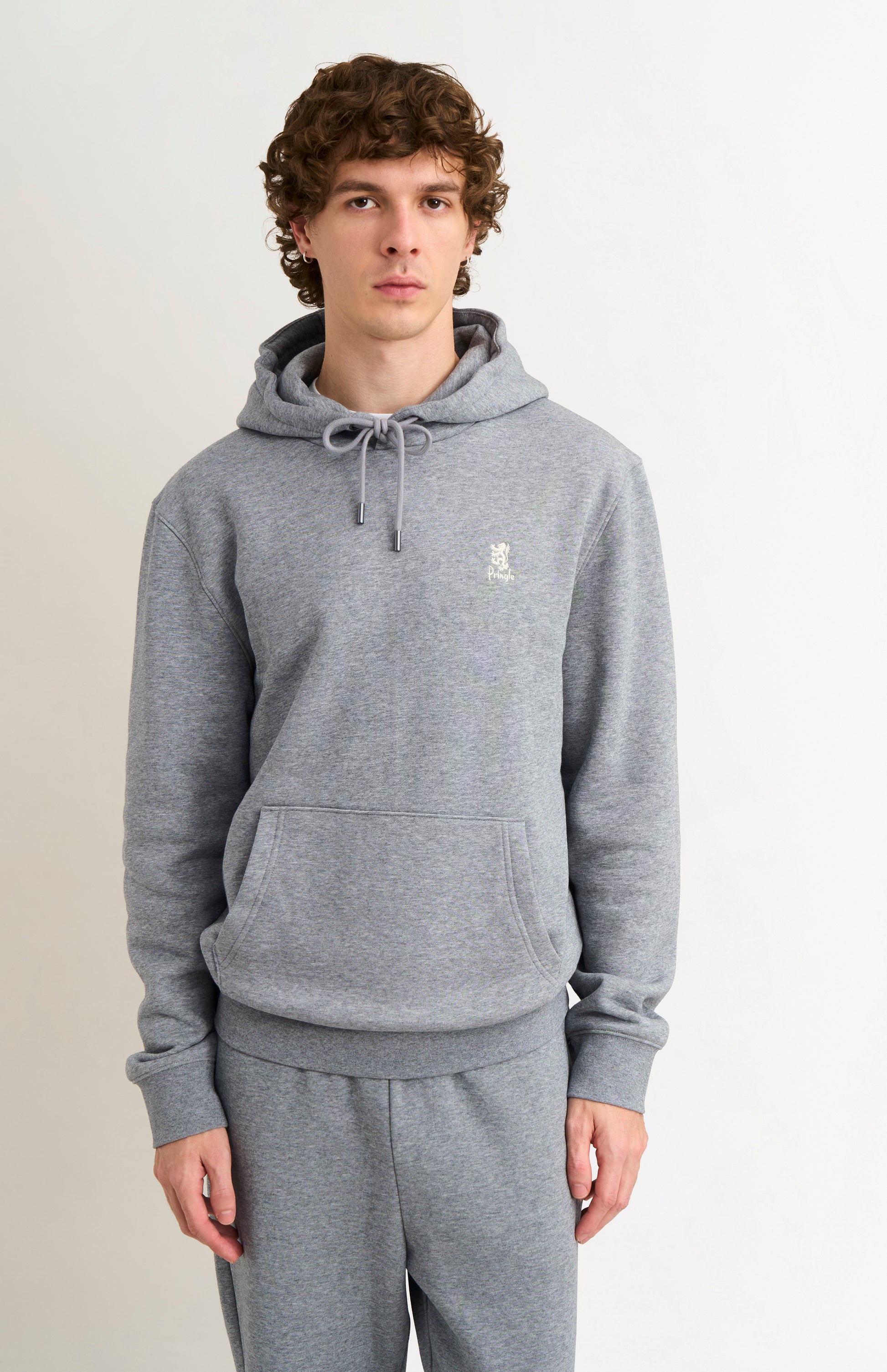 Pringle of Scotland Men's Hooded Jumper In Grey Melange