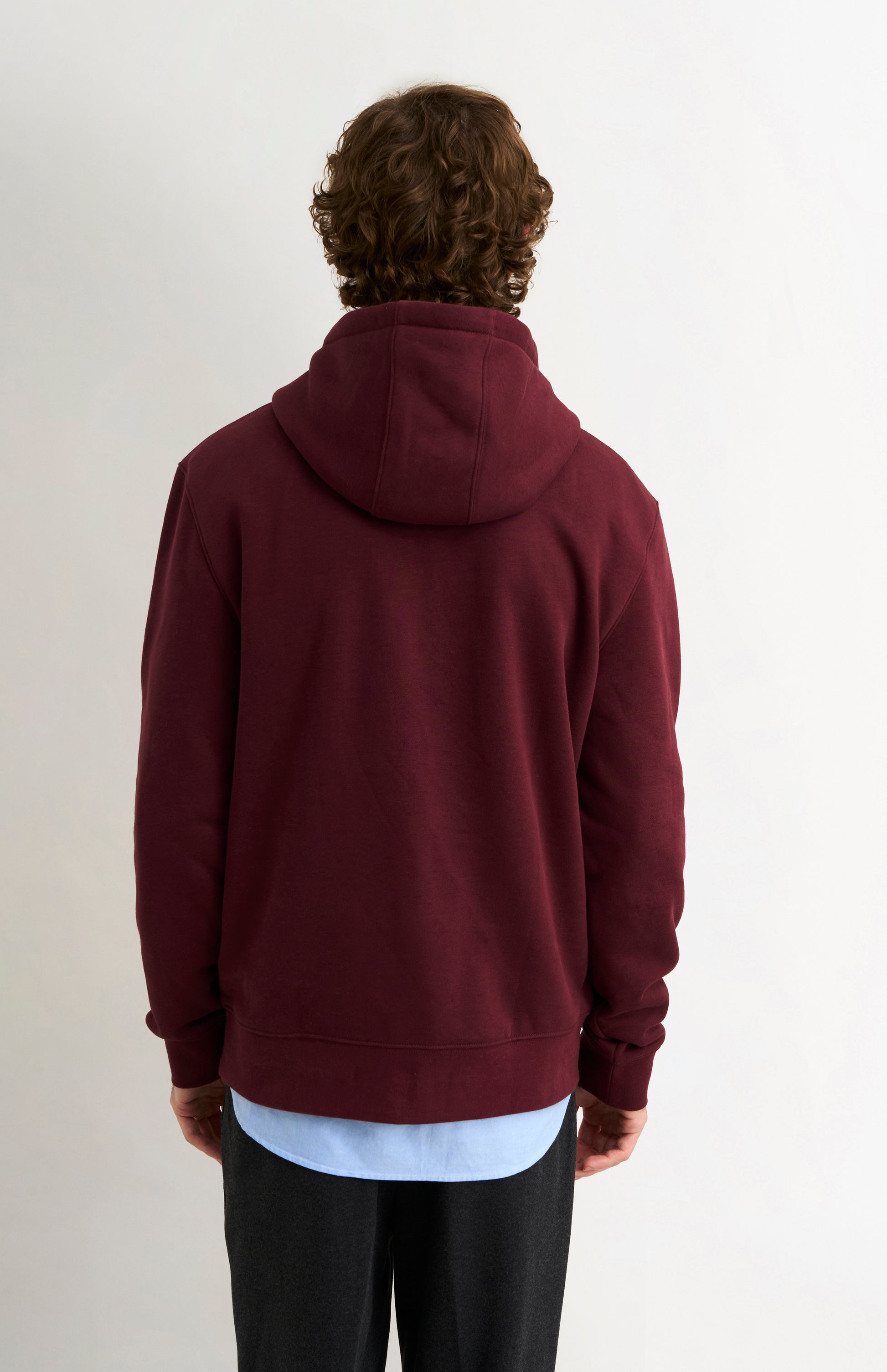 Pringle of Scotland Men's Hooded Jumper In Burgundy rear view