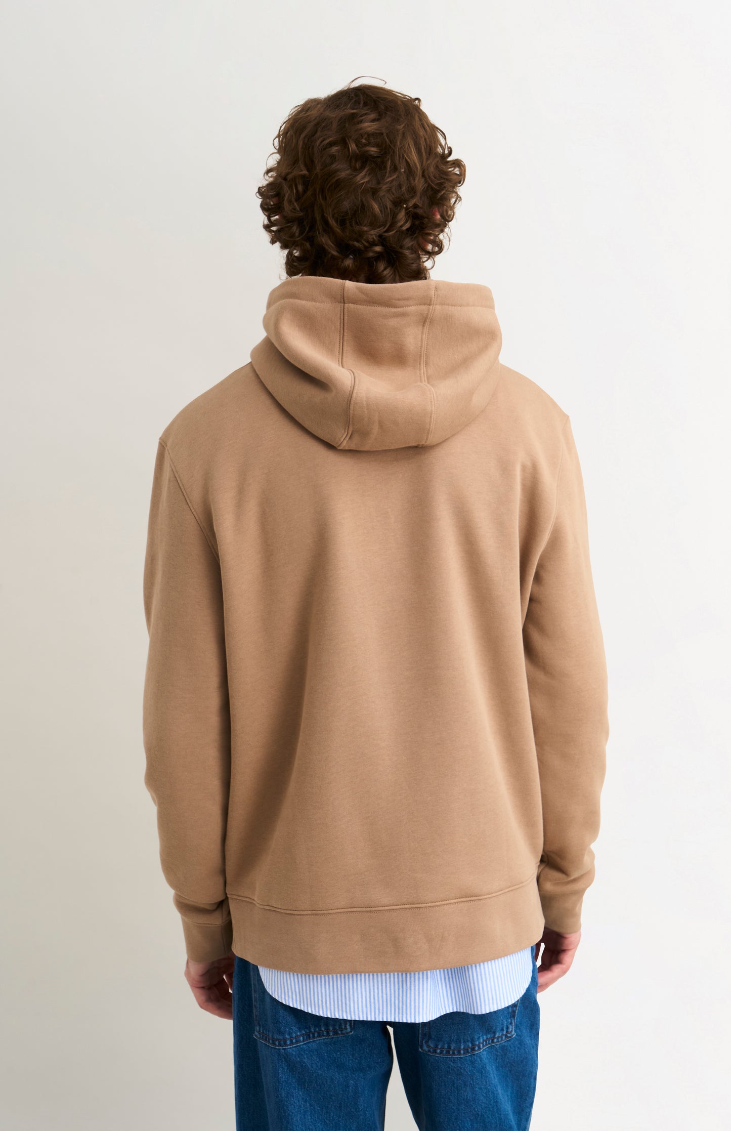 Pringle of Scotland Men's Hooded Jumper In Mushroom rear view