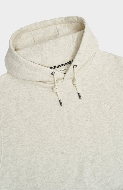 Pringle of Scotland Men's Hooded Jumper In Ecru Beige Melange neck detail;