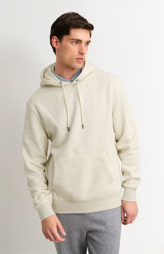 Men's Hooded Jumper In Ecru Beige Melange
