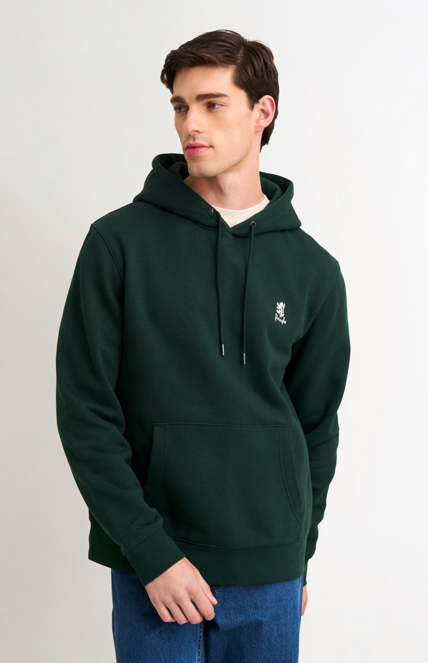 Men's Hooded Jumper In Pine Green