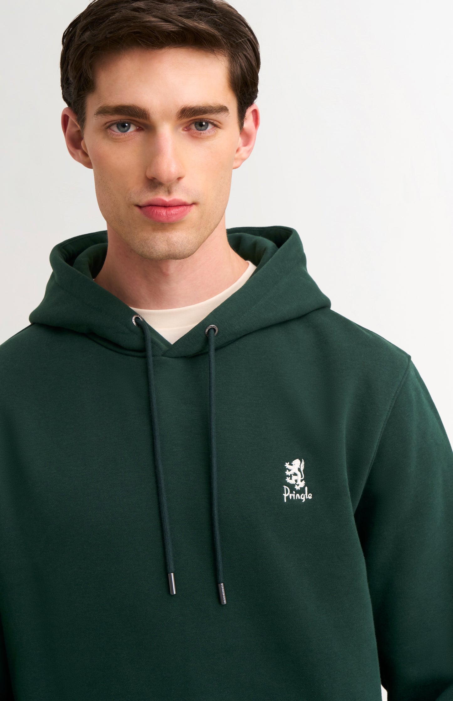 Men's Hooded Jumper In Pine Green