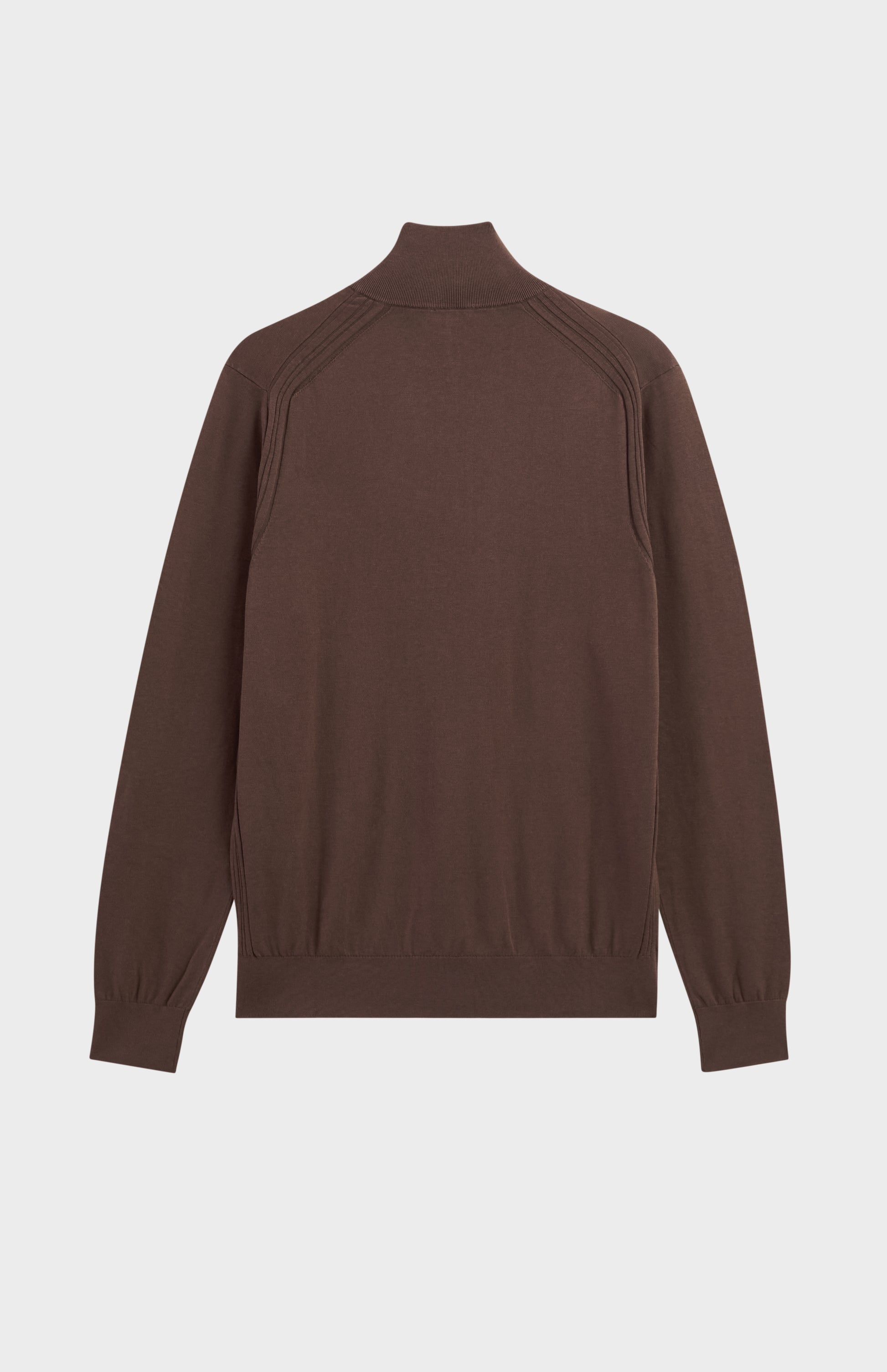 Men's Silk And Cotton Quarter Zip Jumper In Chocolate Brown