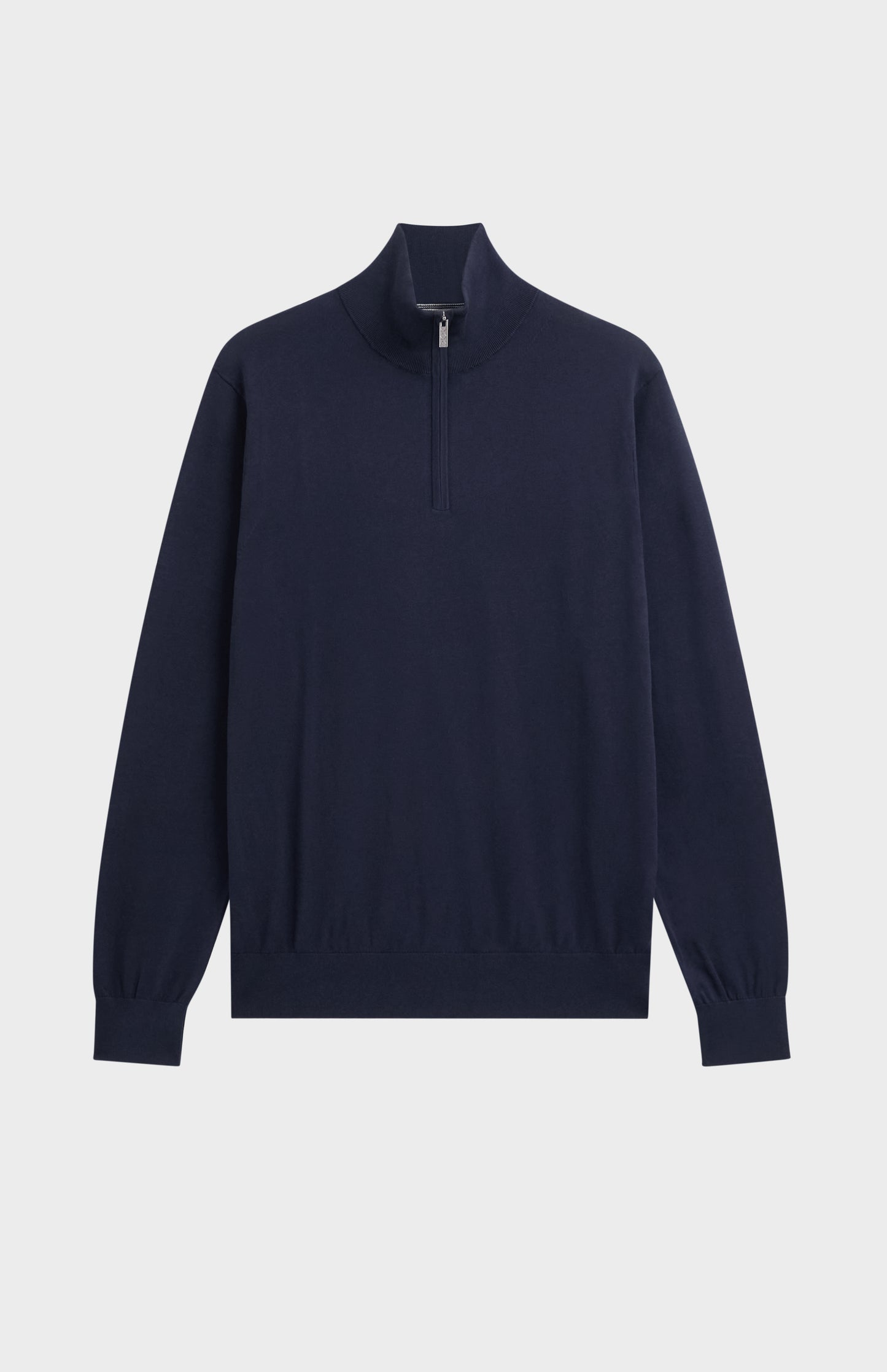 Men's Silk And Cotton Quarter Zip Jumper In Navy