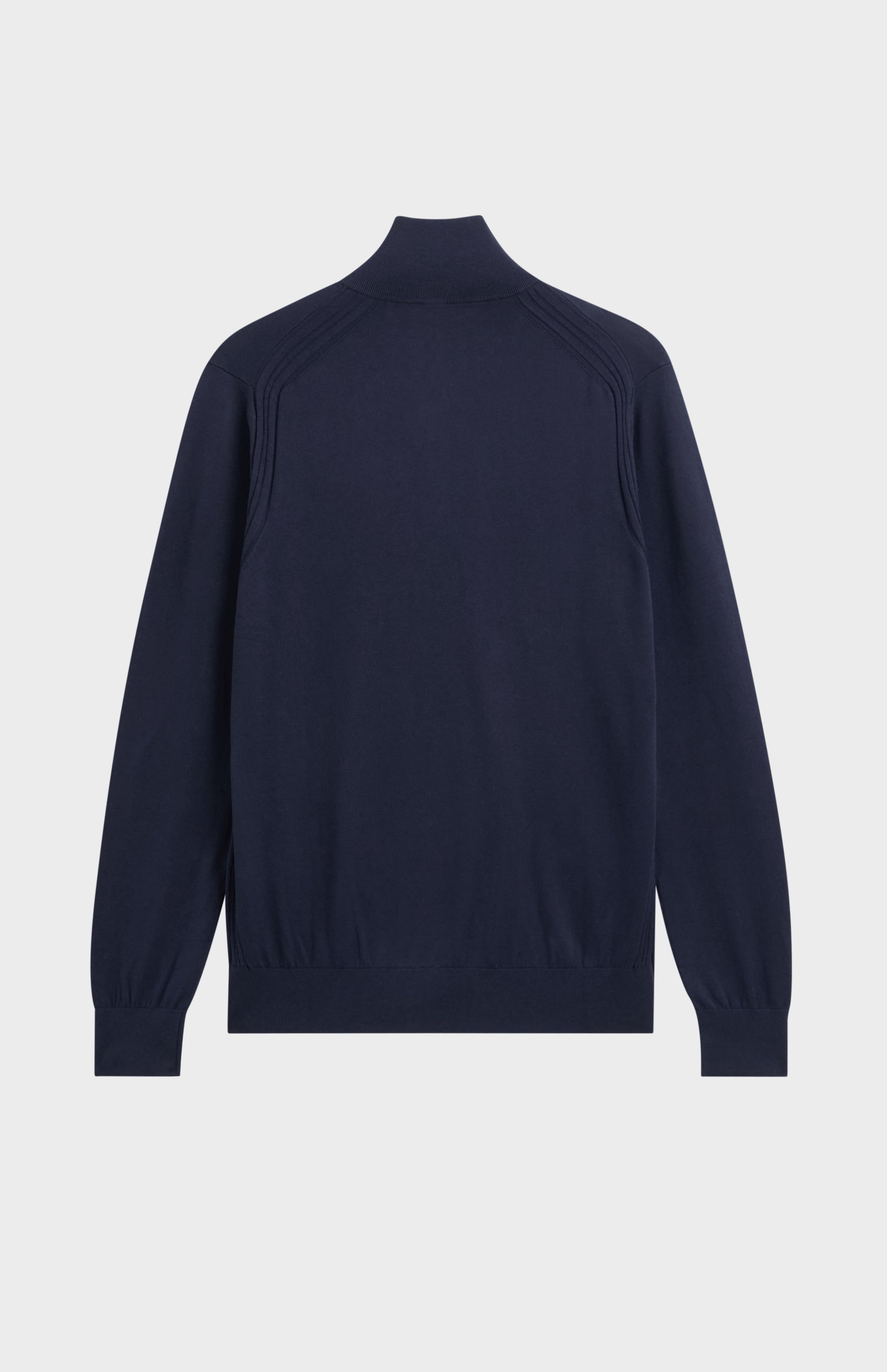 Men's Silk And Cotton Quarter Zip Jumper In Navy