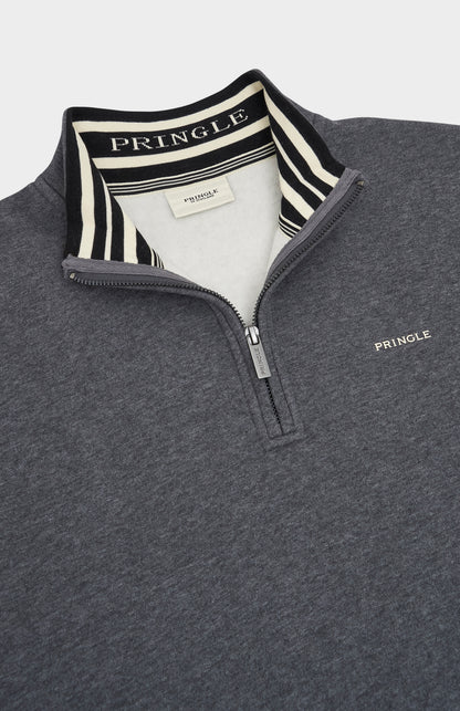 Men's Qtr Zip Track Jumper In Charcoal Melange