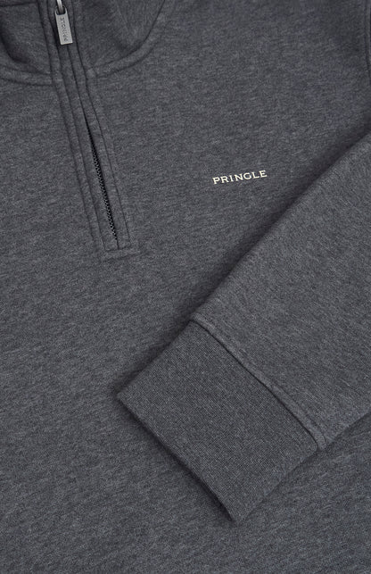 Men's Qtr Zip Track Jumper In Charcoal Melange