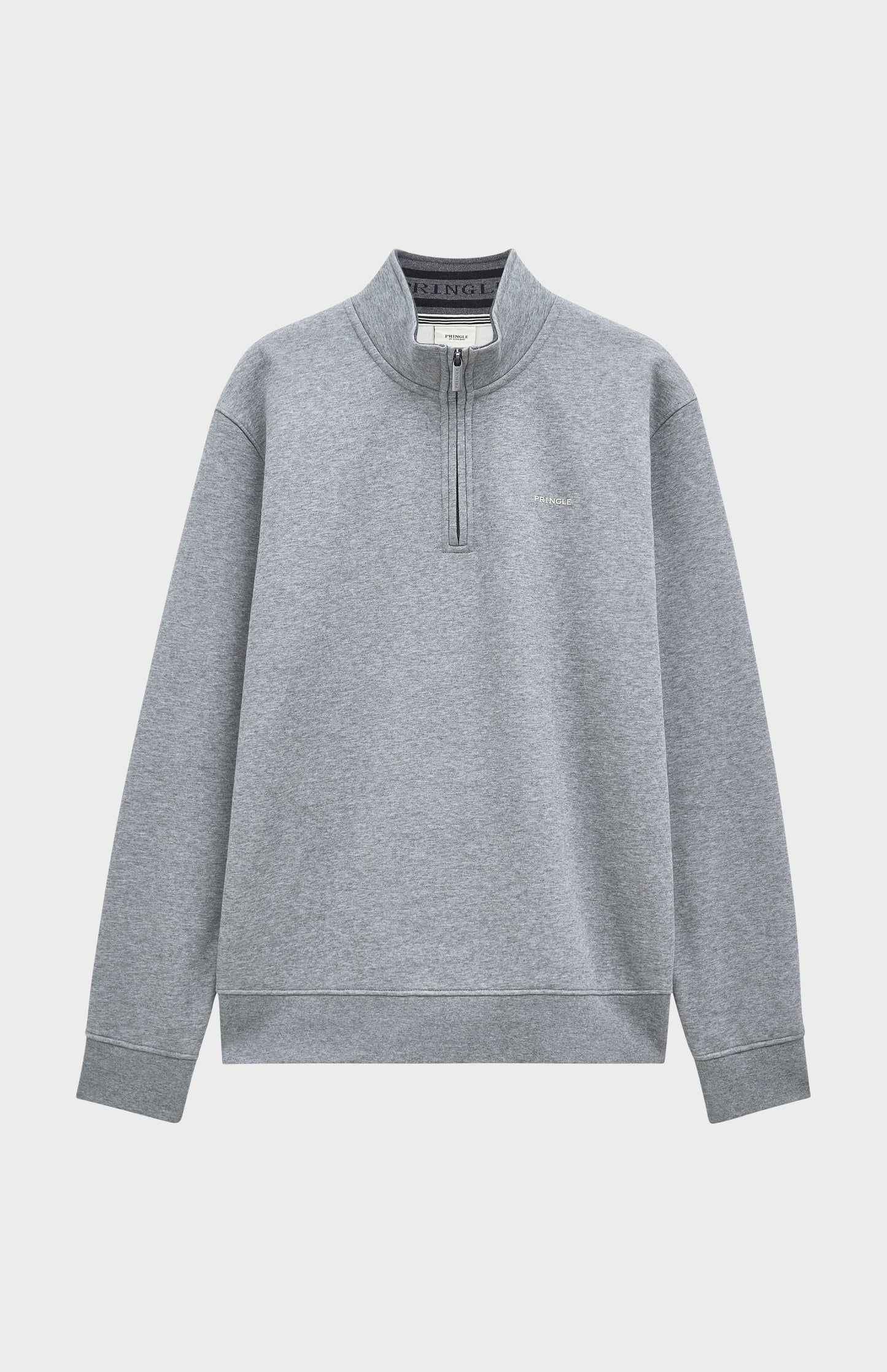 Pringle Men's Qtr Zip Track Jumper In Grey Melange flat shot