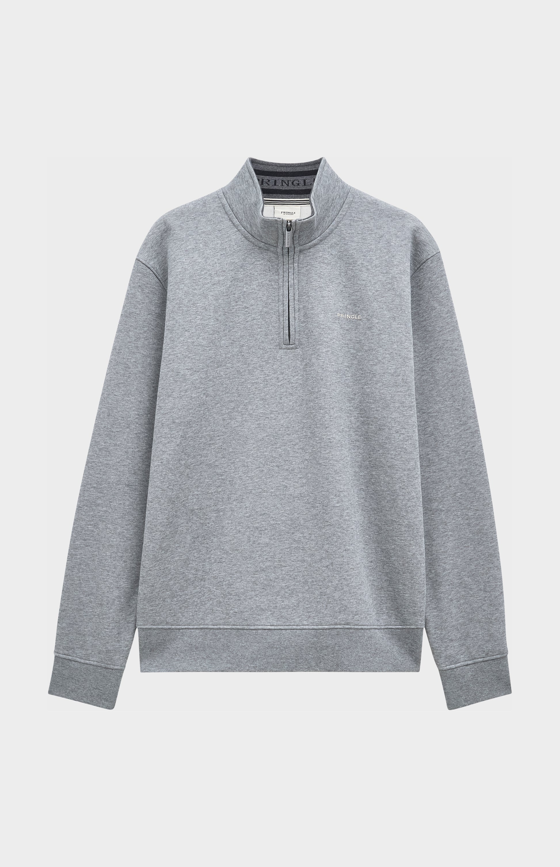 Pringle Men's Qtr Zip Track Jumper In Grey Melange flat shot