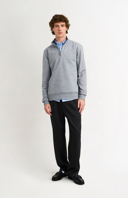 Pringle Men's Qtr Zip Track Jumper In Grey Melange on model