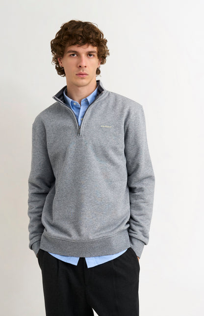 Pringle Men's Qtr Zip Track Jumper In Grey Melange
